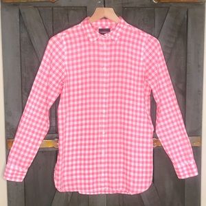 J Crew Boy Shirt Crinkle Gingham Pink